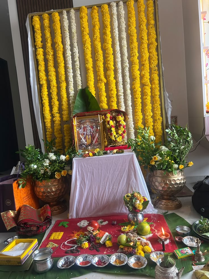Griha Pravesh housewarming puja ceremony with sacred fire and offerings