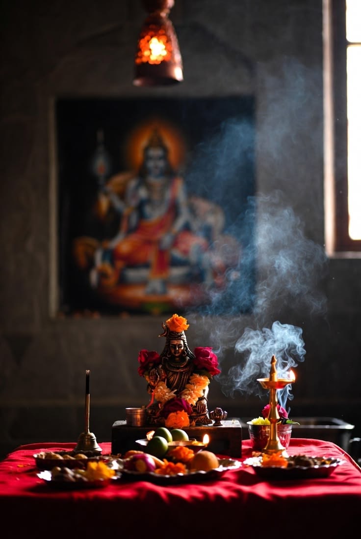 Griha Pravesh housewarming puja ceremony with sacred fire and offerings